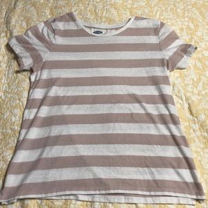 Old Navy Light Pink Striped Slim Fit T-Shirt